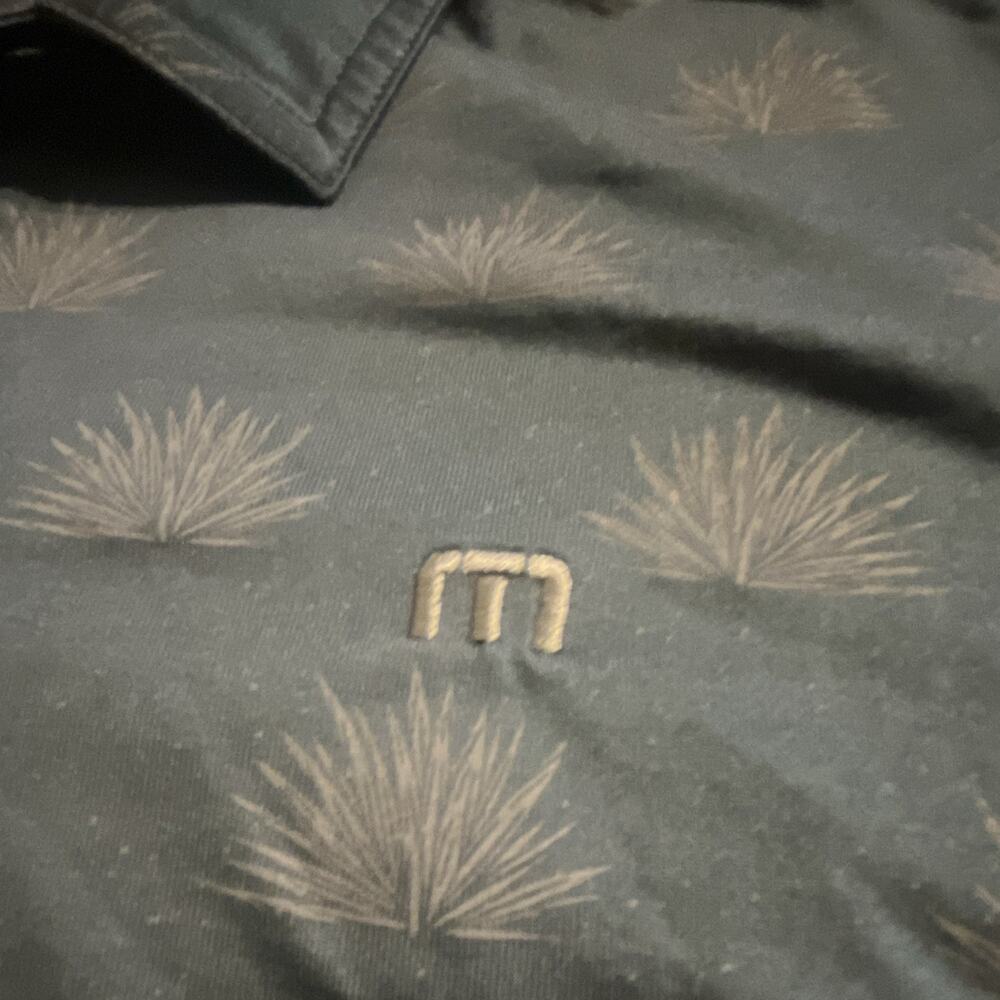 TravisMathew Men's Golf Polo Shirt Blue 2XL “At The Buffet”Graphic Print Logo SS - Picture 11 of 16